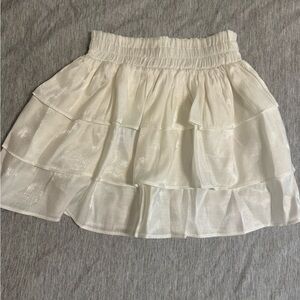 Pleat (Boutique Brand) “Luna” Elegant White Tiered Shimmer Skirt
